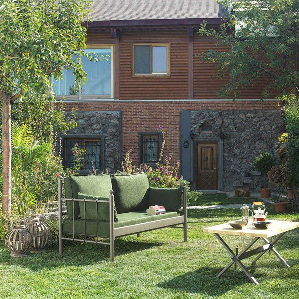 Zelená kovová záhradná pohovka Lalas – Floriane Garden-image-1