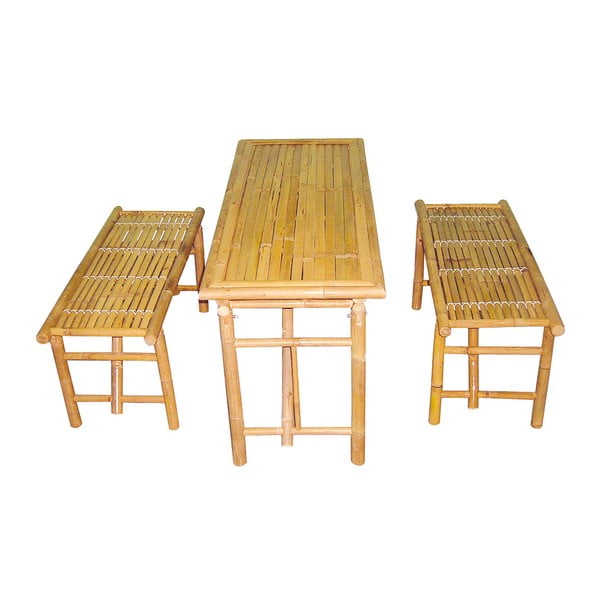 Set stolov a 2 lavíc z bambusu Leitmotiv