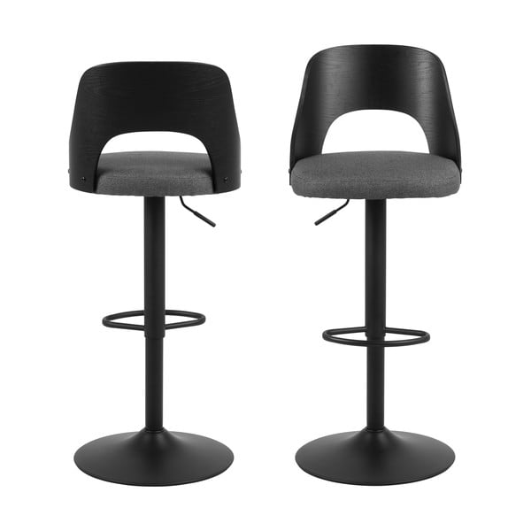 Tmavosivé barové stoličky v súprave s nastaviteľnou výškou 2 ks (výška sedadla 84 cm) Lucy – Actona-image-3