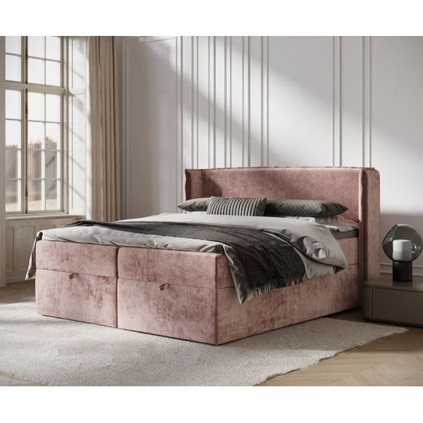 Ružová boxspring posteľ s úložným priestorom 180x200 cm Passion – Maison de Rêve-image-1