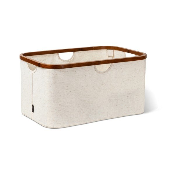 Krémový látkový skladací kôš na bielizeň Bamboo/Linen – Bigso