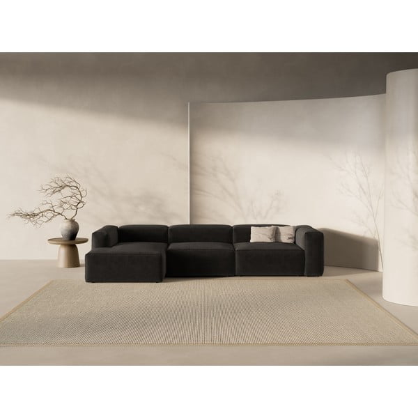 Čierna rohová pohovka (ľavý roh/s leňoškou) Bergamo – Cosmopolitan Design-image-1