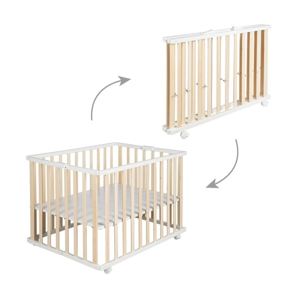 Detská ohrádka v bielo-prírodnej farbe 100x75 cm – Roba-image-3