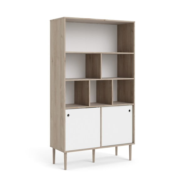 Biela knižnica s rámom v dubovom dekore Tvilum Rome, 99 x 176 cm-image-3