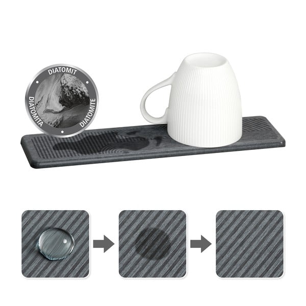Sivá odkvapkávacia podložka na riad z kremeliny 30x8 cm Damon – Wenko-image-3