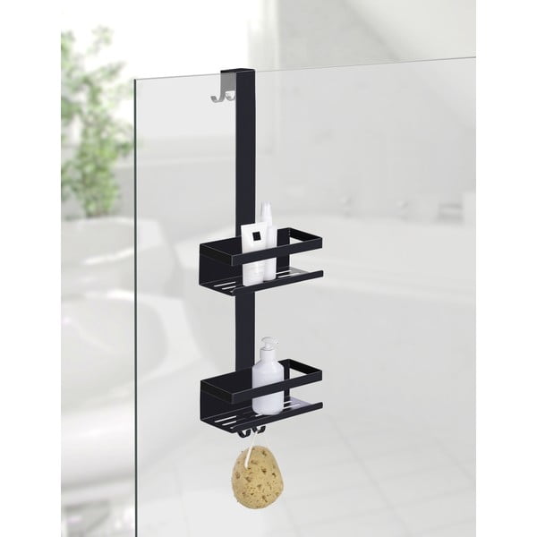 Čierna závesná kúpeľňová polička z nehrdzavejúcej ocele Bribano – Wenko-image-1