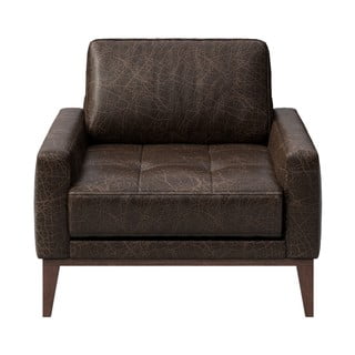 Tmavohnedé kožené kreslo MESONICA Musso Tufted