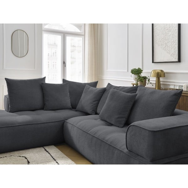 Tmavosivá ženilková rohová pohovka (ľavý roh/do L) Whesley – Bobochic Paris-image-4