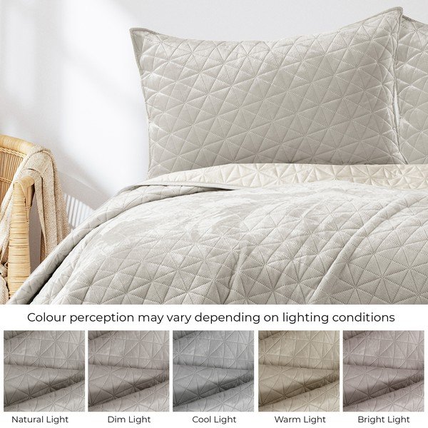 Sivobéžový zamatový prešívaný pléd 170x210 cm Laila – Restilo-image-4