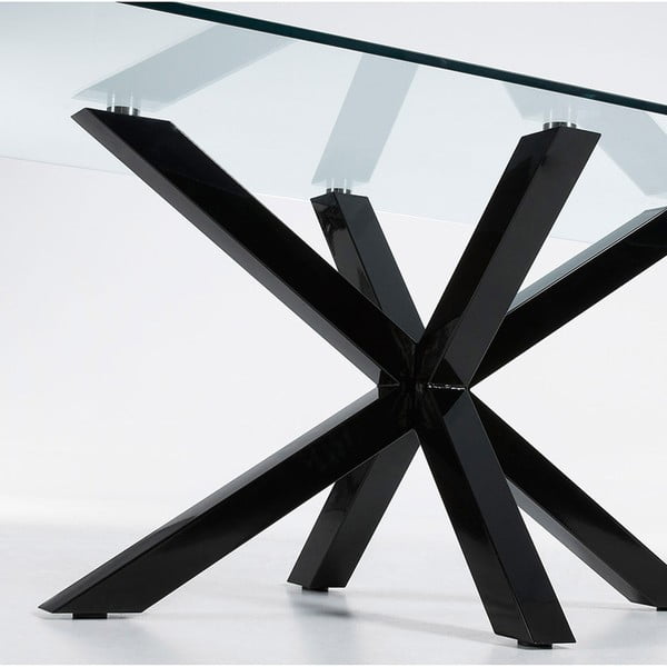 Jedálenský stôl so sklenenou doskou Kave Home s čiernym podnožím, 160 x 90 cm-image-4