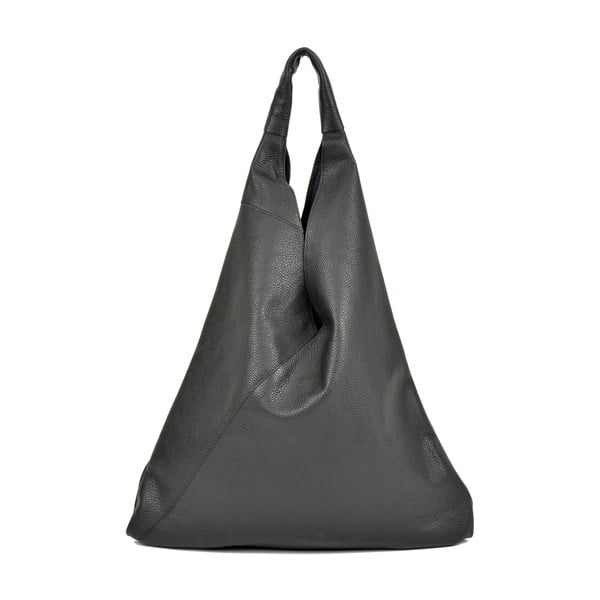 Čierna kožená nákupná taška Anna Luchini