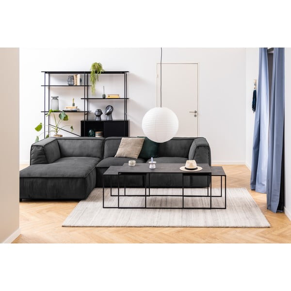 Matne čierne konferenčné stolíky v súprave 3 ks s doskou v dekore mramoru 60x120 cm Infinity – Actona-image-1