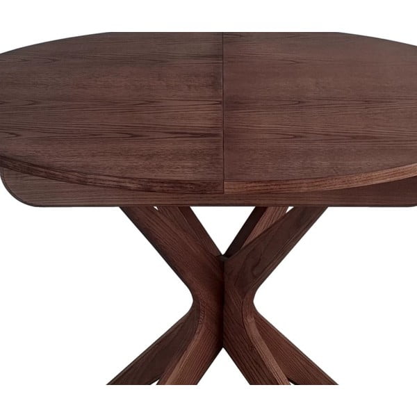 Okrúhly rozkladací jedálenský stôl s prídavnou doskou v dekore orecha ø 90 cm Jubi – Ragaba-image-2