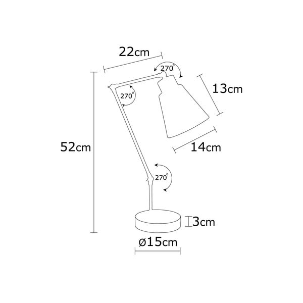 Žltá/v prírodnej farbe stolová lampa s kovovým tienidlom (výška  52 cm) Manavgat – Opviq lights-image-3