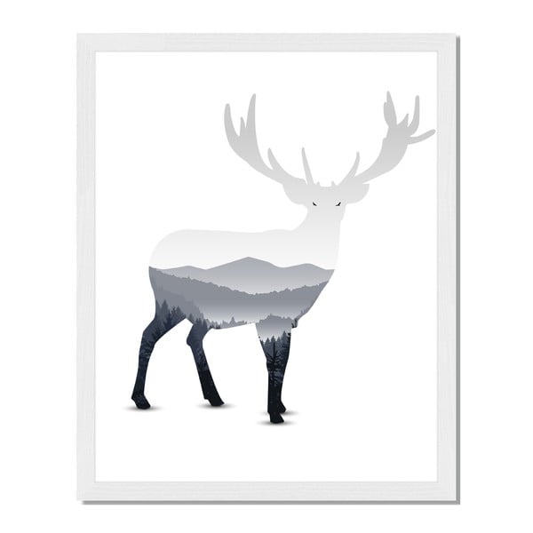 Obraz v ráme Liv Corday Scandi Mountain Deer, 40 x 50 cm