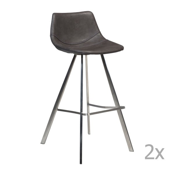 Sada 2 sivých barových stoličiek s oceľovou podnožou DAN– FORM Pitch