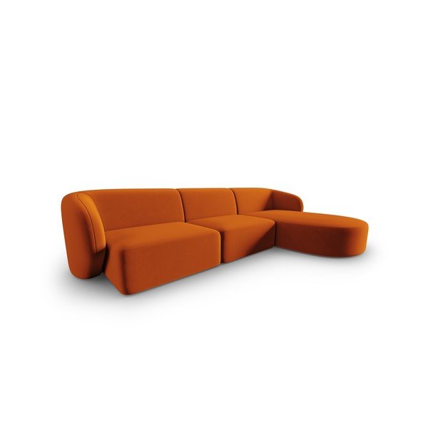 Zamatová rohová pohovka v terakotovej farbe (pravý roh/s leňoškou) Paolo – Milo Casa-image-1