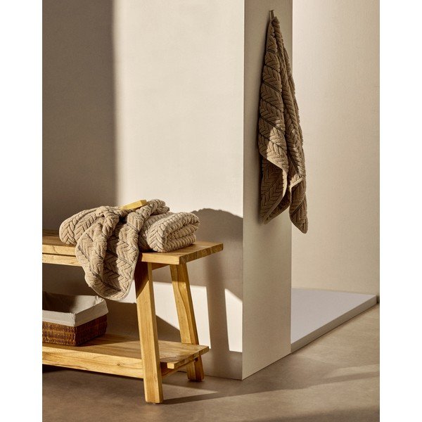 Béžový froté bavlnený uterák 50x90 cm Rune – Kave Home-image-4