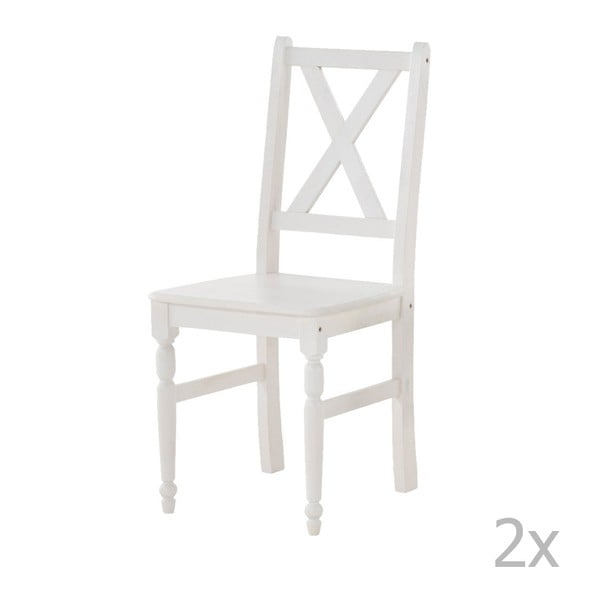 Sada 2 bielych drevených jedálenských stoličiek 13Casa Brigitte

