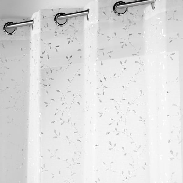 Biela/v striebornej farbe voálová záclona 140x240 cm Floressia – douceur d'intérieur-image-1