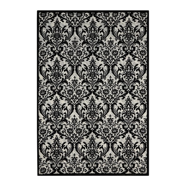Čierny koberec Nourison Damask Ronald, 213 × 152 cm