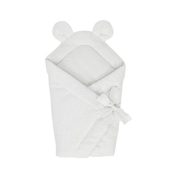 Biela detská zavinovačka z materiálu buklé 35x65 cm – Meowbaby