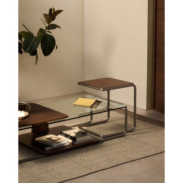 Odkladací stolík v dekore orecha 42x42 cm Tarsel – Kave Home-image-1