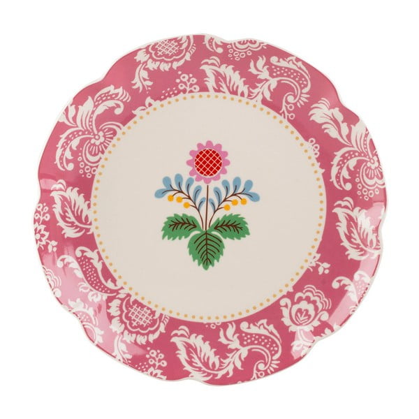 Béžovo-ružový porcelánový tanier s kvetinovým motívom Creative Tops, ⌀ 21 cm