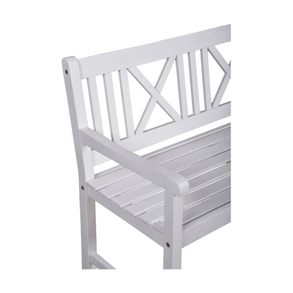 Biela drevená záhradná lavica Malmö – Garden Pleasure-image-1
