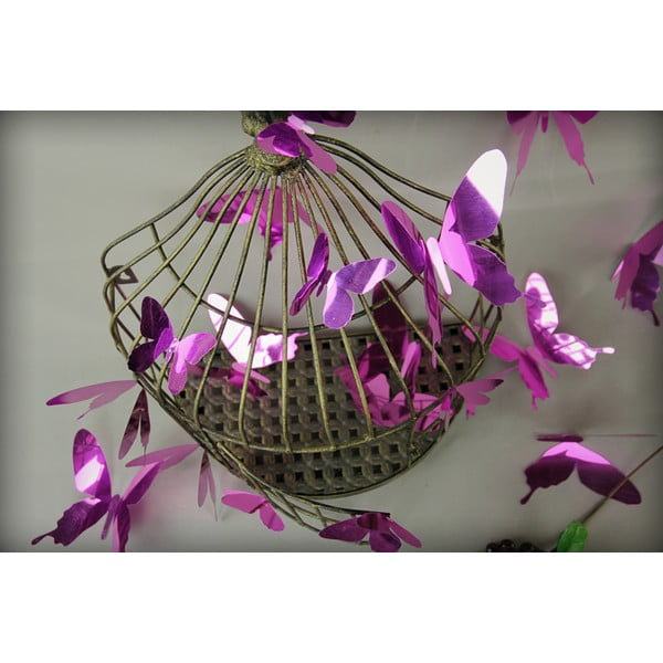 Sada 12 fialových adhezívnych 3D samolepiek Ambiance Butterflies-image-2