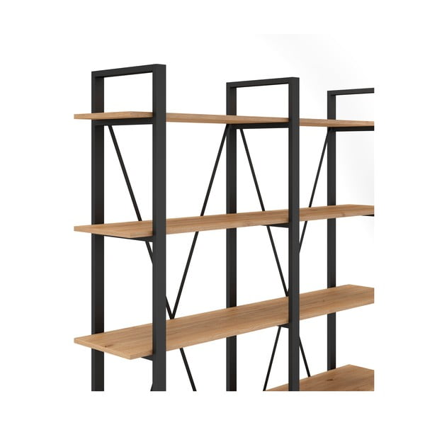 Čierny/prírodný regál v dekore duba 150x180 cm Aviva – Marckeric-image-4