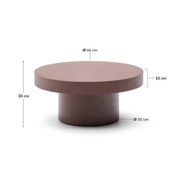Betónový okrúhly Záhradný konferenčný stolík ø 66 cm Aiguablava – Kave Home-image-4