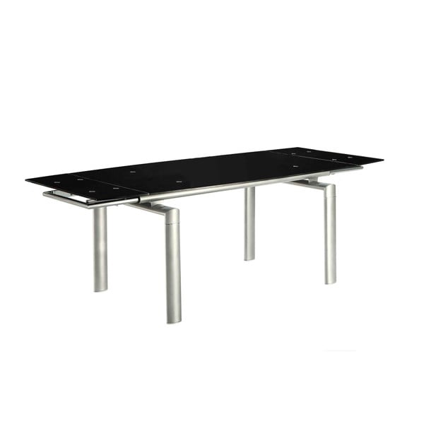 Rozkladací jedálenský stôl s čiernou sklenenou doskou Pondecor Sabah, 100 × 160 cm