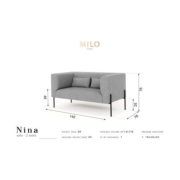 Žltá pohovka Milo Casa Nina, 142 cm-image-4