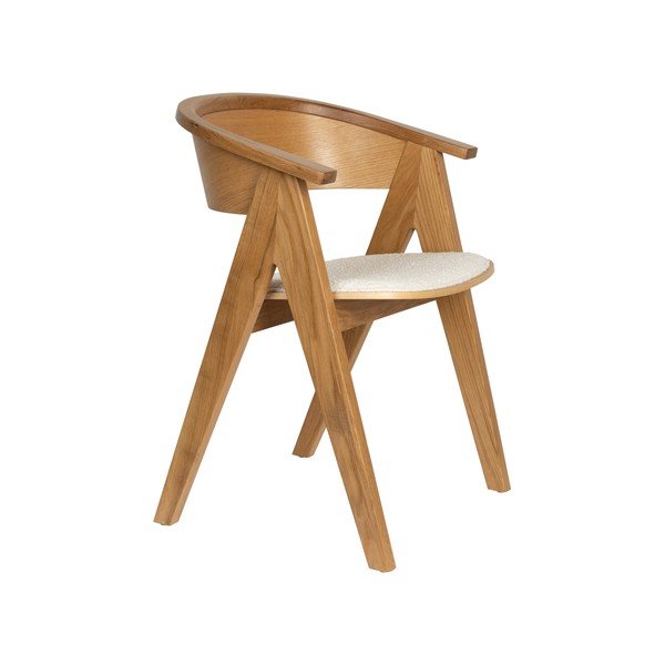 Čalúnené jedálenské kreslo s podrúčkami v prírodnej farbe NDSM – Zuiver