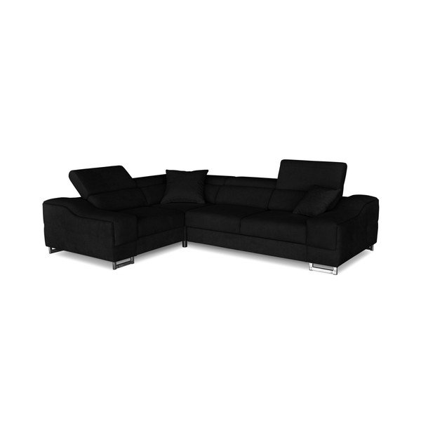 Čierna rohová rozkladacia pohovka Windsor & Co. Sofas Kappa, ľavý roh-image-1