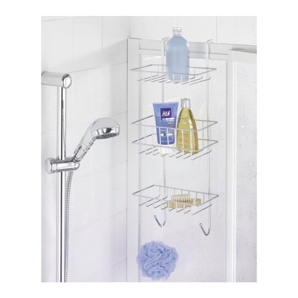 Nástenná závesná kúpeľňová trojposchodová polička Wenko Revigo-image-1