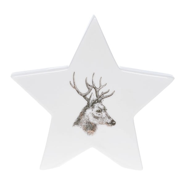 Biela keramická dekoratívna hviezda Ewax Deer, výška 12 cm