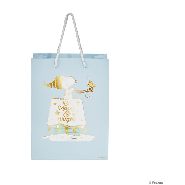 Svetlomodrá darčeková taška Butlers Merry, výška 9,2 cm