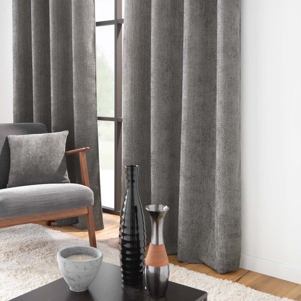 Antracitový záves zo ženilky 140x260 cm Leo – douceur d'intérieur-image-1