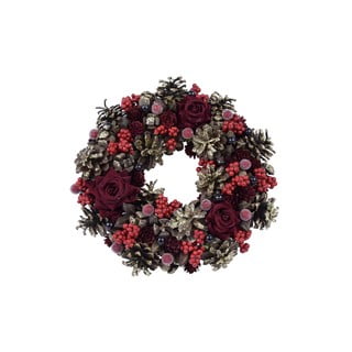 Vianočný prírodný veniec s ružami Ego Dekor Pine, ø 28 cm