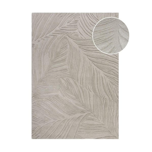 Sivý vlnený koberec Flair Rugs Lino Leaf, 120 x 170 cm