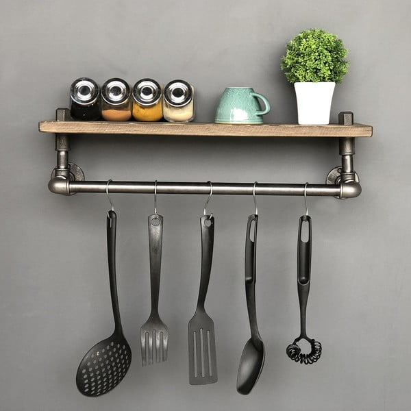 Drevená polica s háčikmi Raffan Pipe-image-4