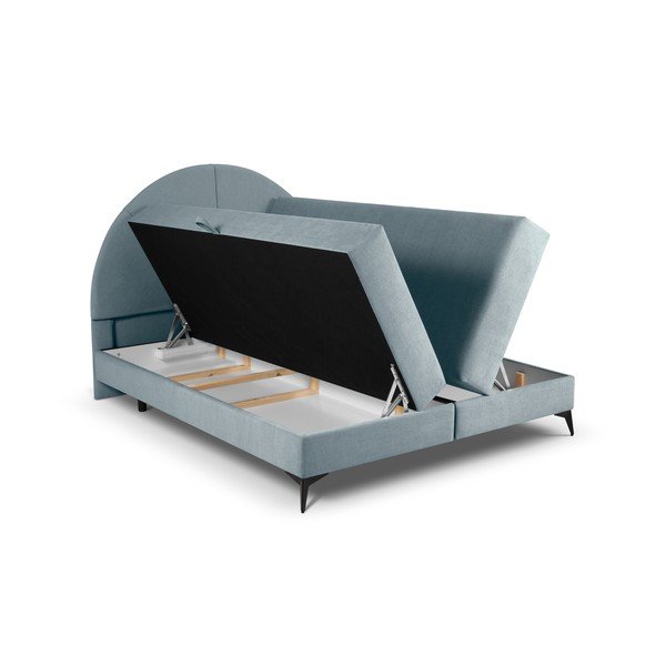 Svetlomodrá boxspring posteľ s úložným priestorom 180x200 cm Sunset – Cosmopolitan Design-image-4
