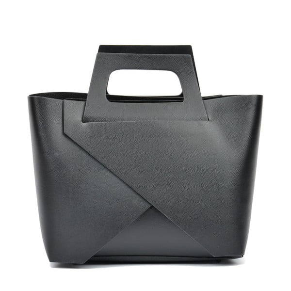 Čierna kožená kabelka Carla Ferreri Cross