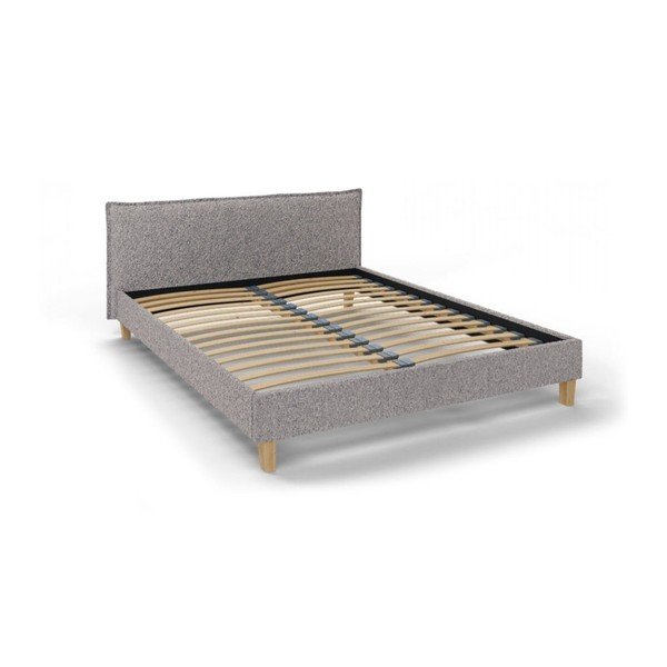 Sivá čalúnená dvojlôžková posteľ s roštom 160x200 cm Tina - Ropez
