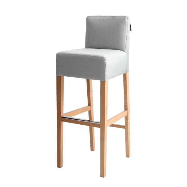 Svetlosivá barová stolička s prírodnými nohami Custom Form Poter