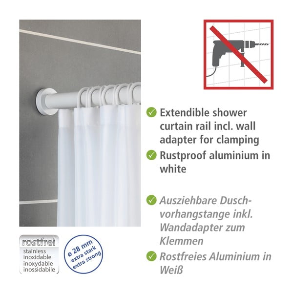 Biela teleskopická tyč do kúpeľne Wenko Luz, dĺžka 110-185 cm-image-4