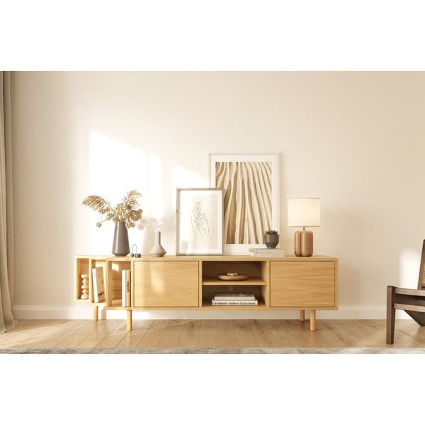 TV stolík v dekore duba v prírodnej farbe 189x50x44 cm Shift – Woodman-image-1