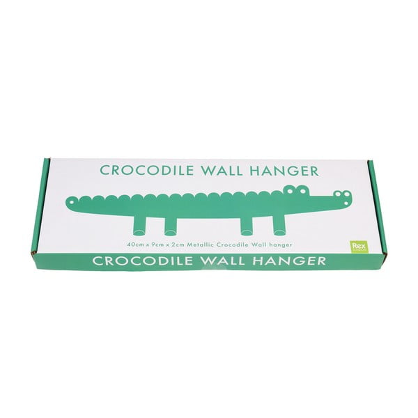 Zelený kovový nástenný detský vešiak Crocodile – Rex London-image-2